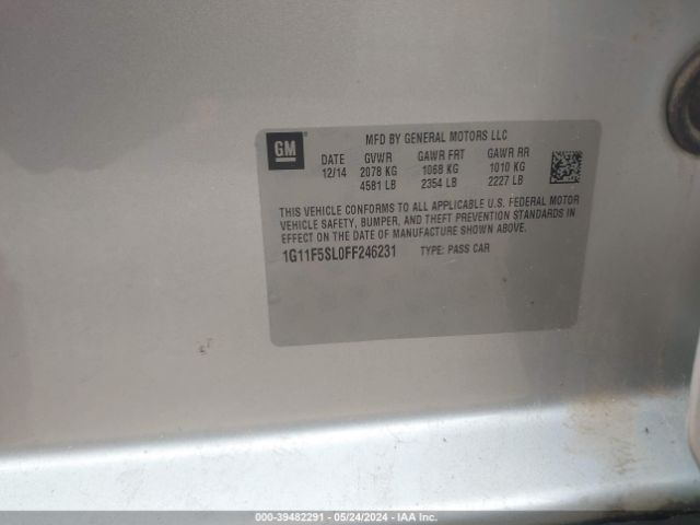 1G11F5SL0FF246231 Chevrolet Malibu 1lz
