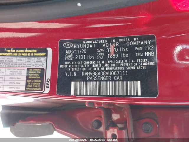KMHRB8A38MU067111 Hyundai Venue Se