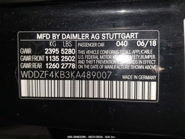 WDDZF4KB3KA489007 Mercedes-Benz E 300 4matic