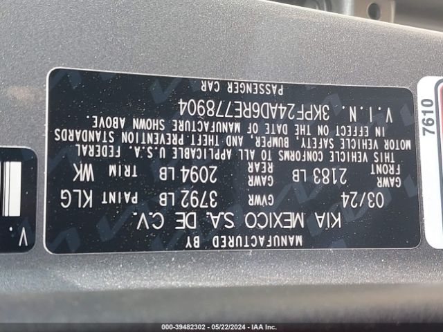 3KPF24AD6RE778904 KIA Forte Lxs