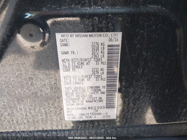 Nissan ROGUE S 2016 5N1AT2MN8GC865509 Image 9
