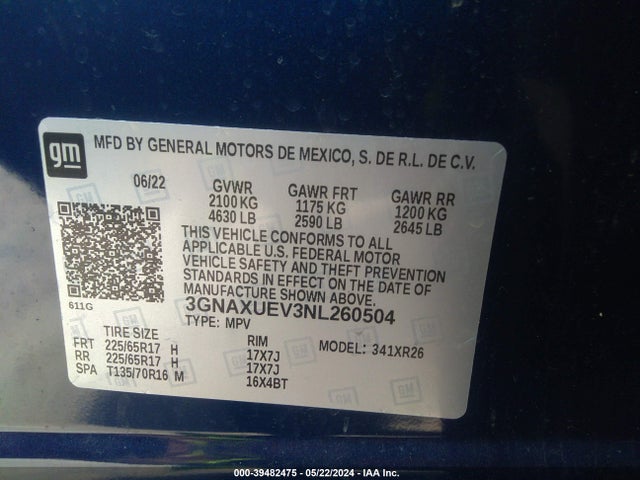 Chevrolet Equinox Awd Lt 2022 3GNAXUEV3NL260504 Image 9