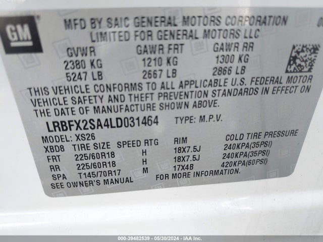 LRBFX2SA4LD031464 Buick Envision Awd Essence