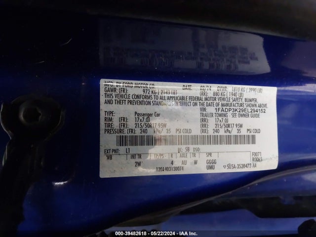 Ford FOCUS SE 2014 1FADP3K29EL294152 Image 9