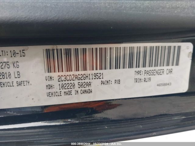 2C3CDZAG2GH119521 Dodge Challenger Sxt Plus