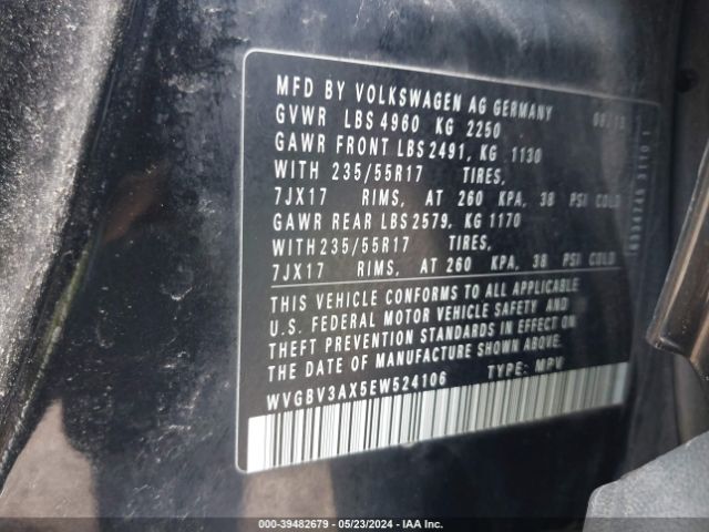WVGBV3AX5EW524106 Volkswagen TIGUAN SE
