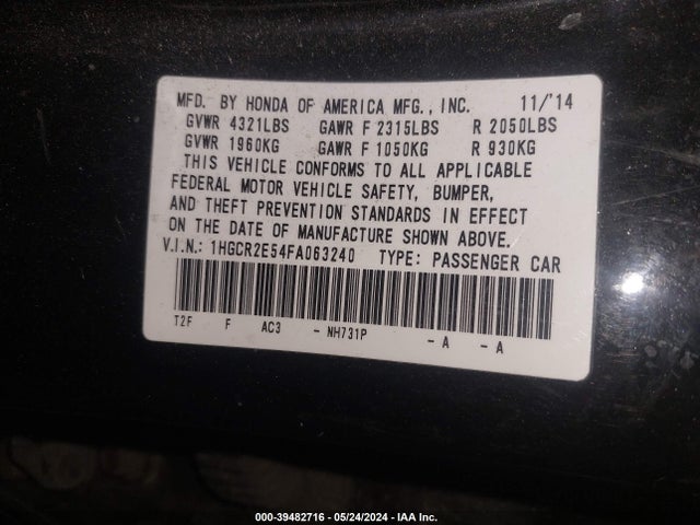 Honda Accord Sport 2015 1HGCR2E54FA063240 Image 9