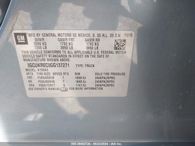 Chevrolet Silverado 1500 1lt 2016 3GCUKREC0GG137271 Image 9