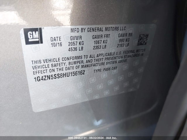 Buick Lacrosse Preferred 2017 1G4ZN5SS8HU156162 Image 9
