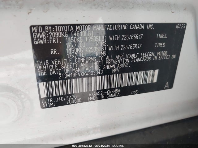 Toyota Rav4 Xle 2024 2T3W1RFVXRW303343 Image 9