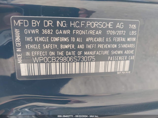 2006 PORSCHE BOXSTER WP0CB29806S730175 Photo 8