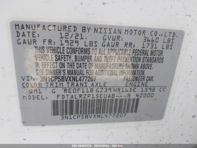 Nissan Kicks S Xtronic Cvt 2022 3N1CP5BVXNL477207 Image 9