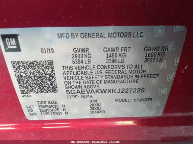 5GAEVAKWXKJ227225 Buick Enclave Awd Essence
