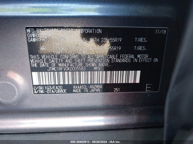 Toyota Rav4 Xle Premium 2019 JTMC1RFV0KD005583 Image 9