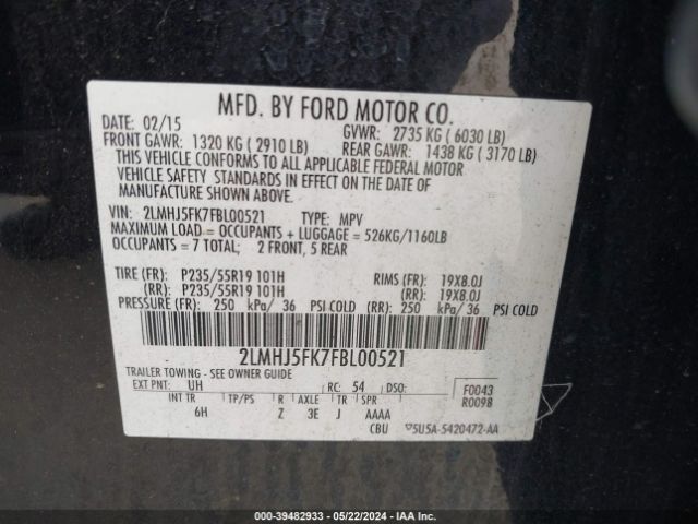 2LMHJ5FK7FBL00521 Lincoln MKT