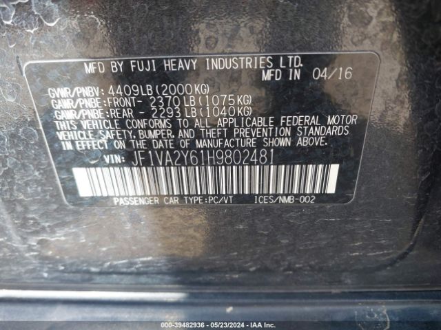 JF1VA2Y61H9802481 Subaru Wrx Sti Limited