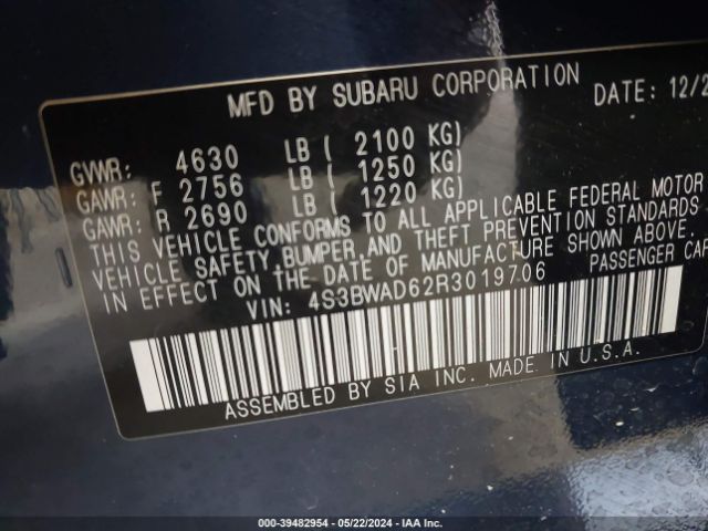 4S3BWAD62R3019706 Subaru Legacy Premium