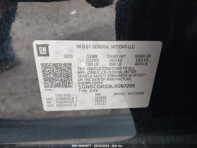Chevrolet Suburban 2wd Ls 2020 1GNSCGKC4LR287205 Image 9