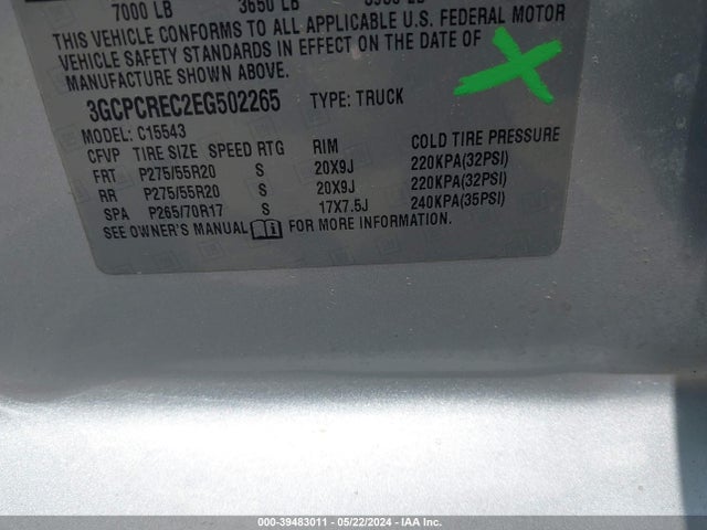 Chevrolet Silverado 1500 1lt 2014 3GCPCREC2EG502265 Image 9