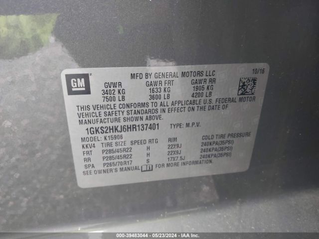 1GKS2HKJ6HR137401 GMC YUKON XL DENALI