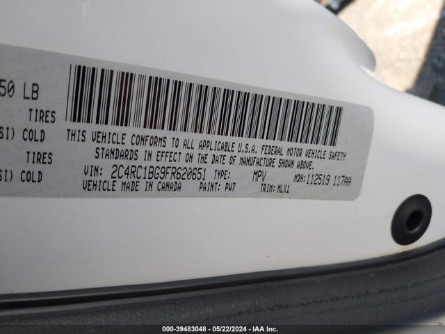 2C4RC1BG9FR620651 Chrysler Town & Country Touring