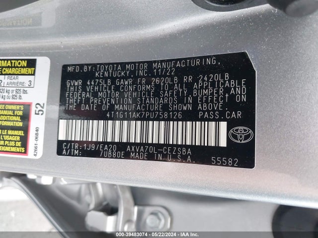Toyota CAMRY SE 2023 4T1G11AK7PU758126 Image 9