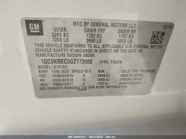 Chevrolet Silverado 1500 2lt 2016 1GCVKREC5GZ173980 Image 9