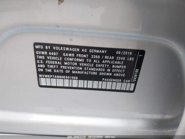 WVWKP7AN8HE501059 Volkswagen Cc 2.0t Sport