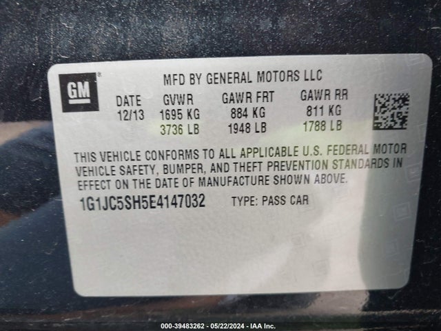 Chevrolet Sonic Lt Auto 2014 1G1JC5SH5E4147032 Image 9