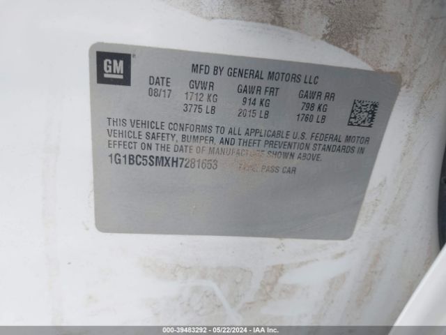 1G1BC5SMXH7281653 Chevrolet Cruze Ls Auto