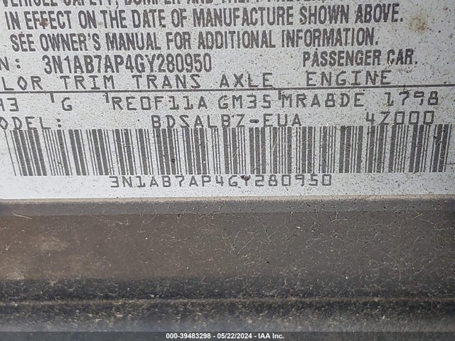 Nissan SENTRA S 2016 3N1AB7AP4GY280950 Image 9