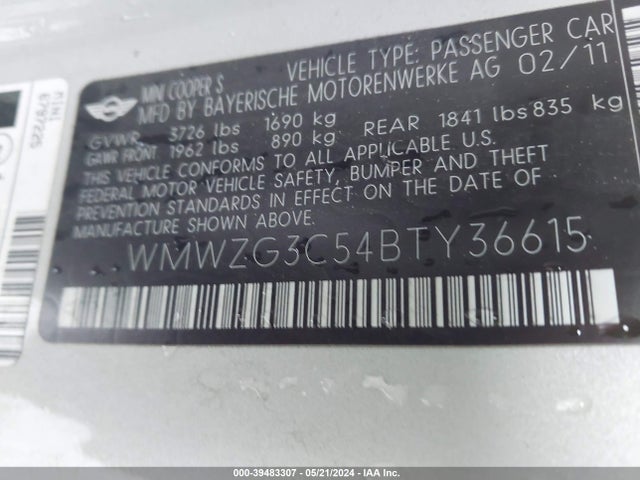 2011 MINI COOPER S CLUBMAN WMWZG3C54BTY36615 Photo 8