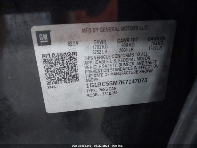 1G1BC5SM7K7147075 Chevrolet CRUZE LS