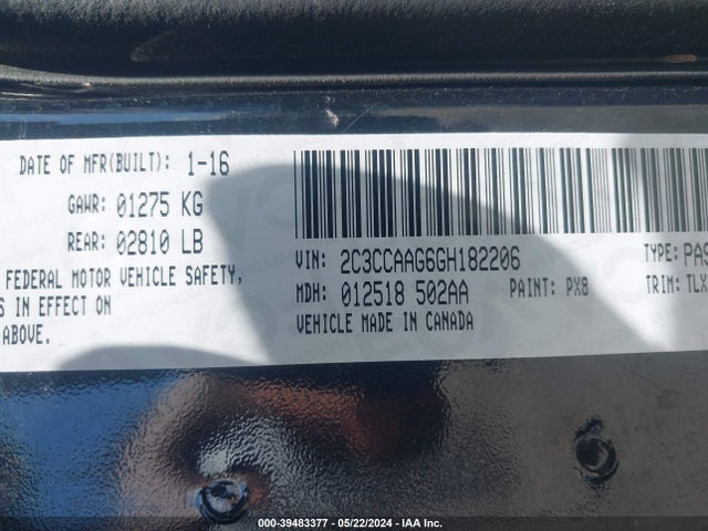 Chrysler 300 Anniversary Edition 2016 2C3CCAAG6GH182206 Image 9