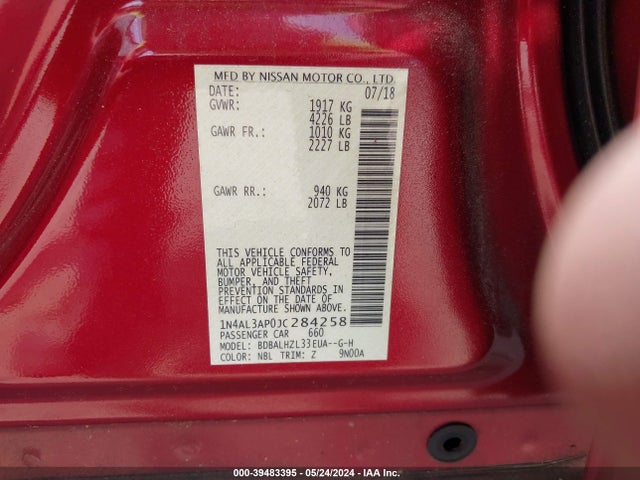 Nissan Altima 2.5 Sr 2018 1N4AL3AP0JC284258 Image 9