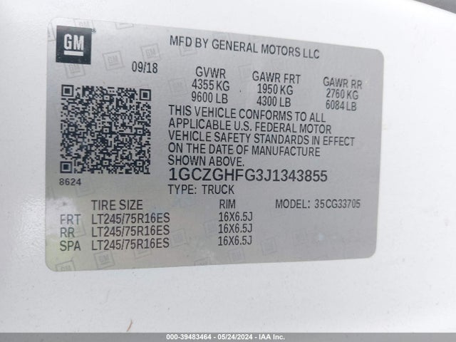 1GCZGHFG3J1343855 Chevrolet Express 3500 Work Van