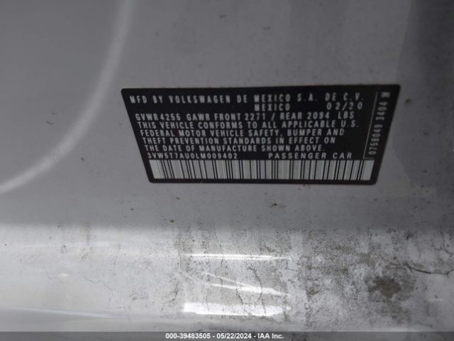 3VW5T7AU0LM009402 Volkswagen Golf Gti 2.0t Autobahn/2.0t S/2.0t Se