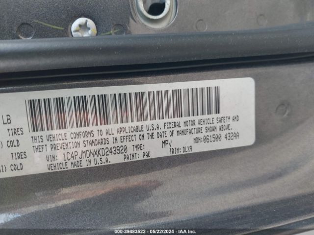1C4PJMDNXKD243920 Jeep Cherokee Limited 4x4