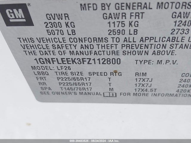 Chevrolet EQUINOX LS 2015 1GNFLEEK3FZ112800 Image 9