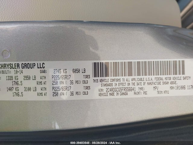 Dodge Grand Caravan Sxt 2015 2C4RDGCG5FR556641 Image 9