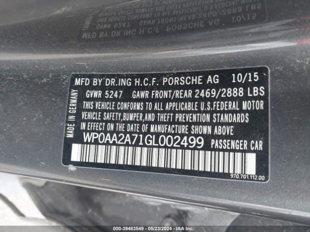 WP0AA2A71GL002499 Porsche PANAMERA 4