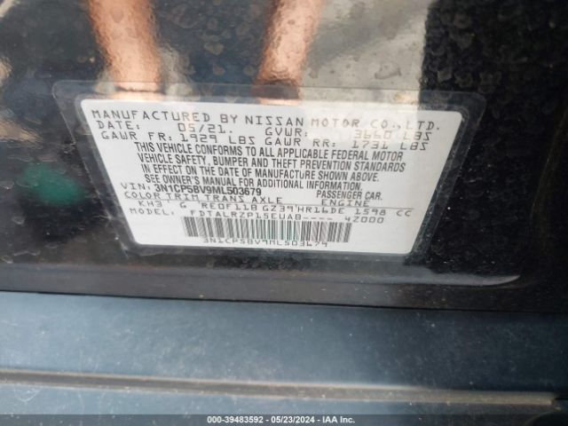 3N1CP5BV9ML503679 Nissan Kicks S Xtronic Cvt