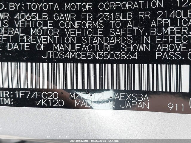 Toyota COROLLA SE 2022 JTDS4MCE5N3503864 Image 9