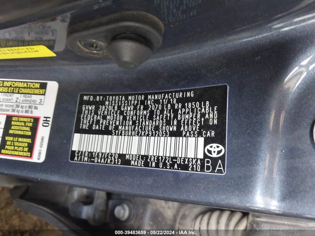 Toyota COROLLA SE 2019 5YFBURHE7KP912053 Image 9