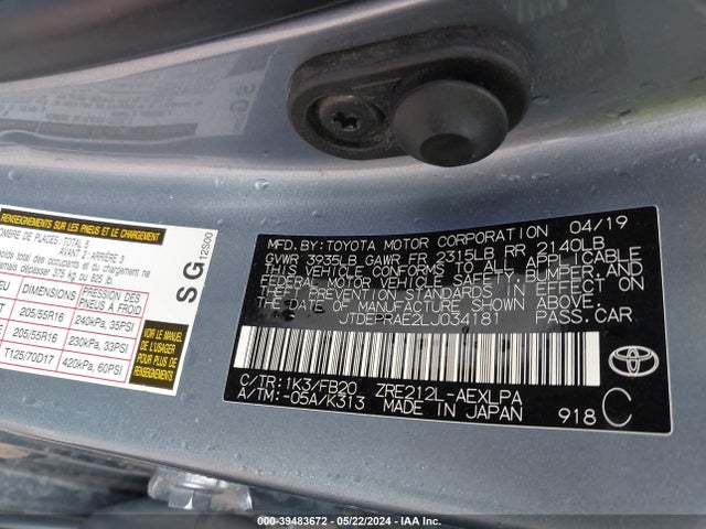 Toyota COROLLA LE 2020 JTDEPRAE2LJ034181 Image 9