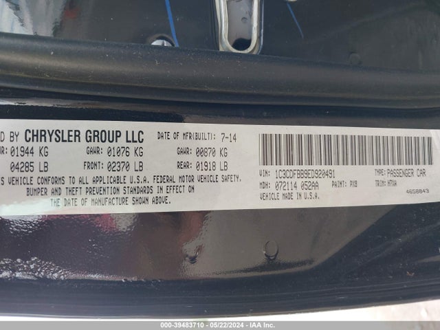 Dodge DART SXT 2014 1C3CDFBB9ED920491 Image 9