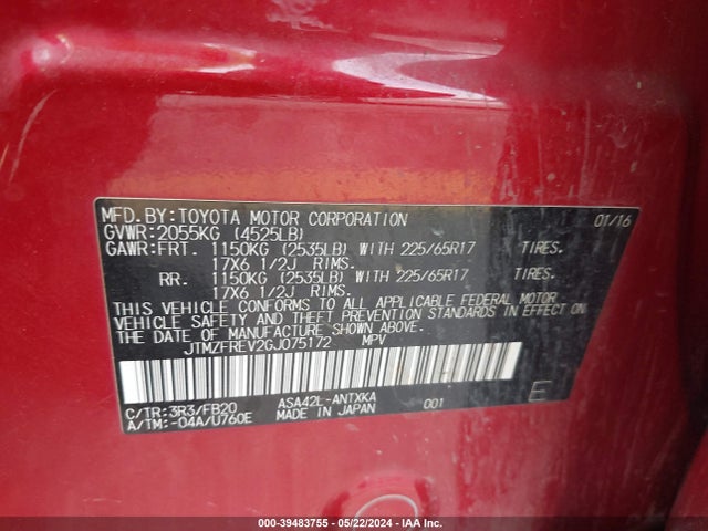 Toyota RAV4 LE 2016 JTMZFREV2GJ075172 Image 9