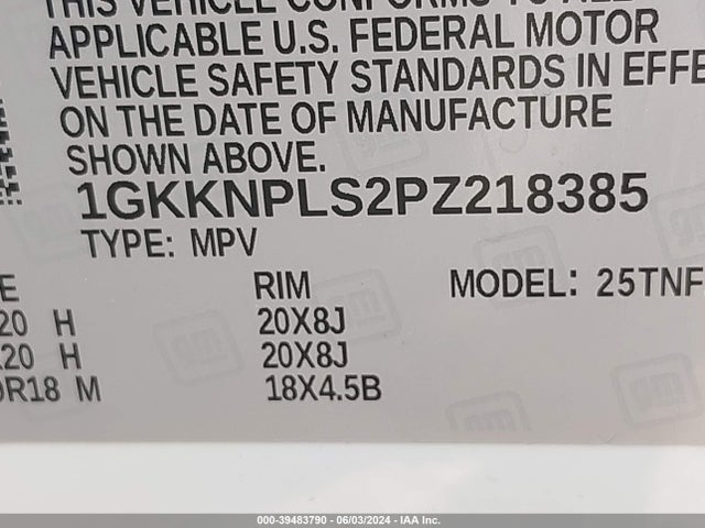 1GKKNPLS2PZ218385 GMC Acadia Fwd Denali