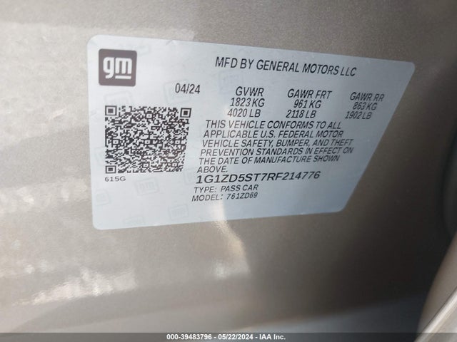 Chevrolet MALIBU LT 2024 1G1ZD5ST7RF214776 Image 9
