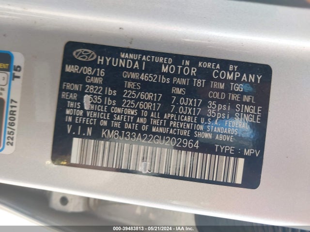 Hyundai Tucson Eco 2016 KM8J33A22GU202964 Image 9